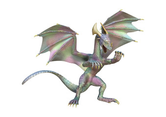 Naklejka premium 3D Rendering Fairy Tale Dragon on White