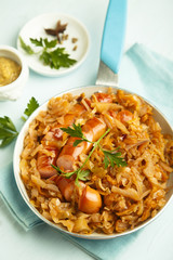 Sauerkraut cooked with sausage and spices