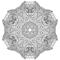 Vector zentangle template mandala for decorating greeting cards, coloring books, art therapy, anti stress, cover of notebook, print for t-shirt and textile.
