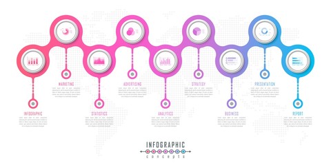 Infographic timeline template can be used for chart, diagram, web design, presentation, advertising, history. Vector infographic illustration