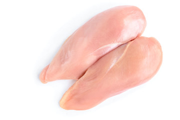 Raw chicken breast isolated on white background.