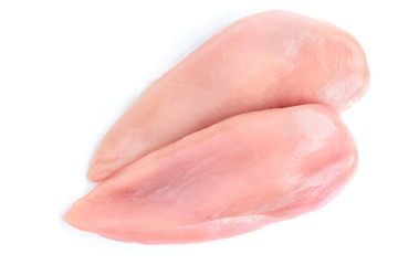 Raw chicken breast isolated on white background.