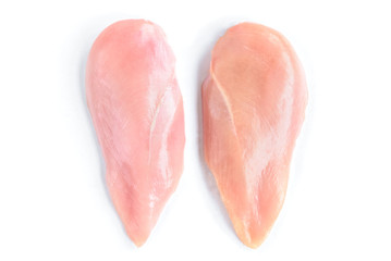 Raw chicken breast isolated on white background.