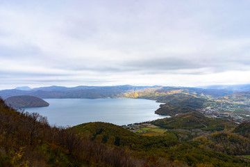 Beautiful landscape view of Lake Toya, Hokkaido, Japan.