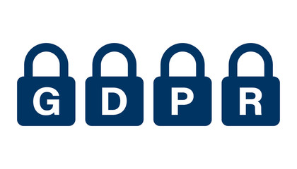 General data protection regulation padlock vector icon in flat style. GDPR illustration background. GDPR concept.