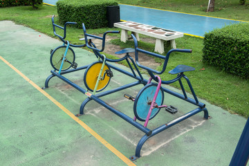 Colorful toys in the playground.