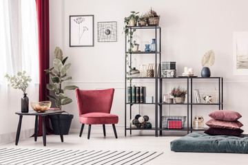 Red armchair in living room