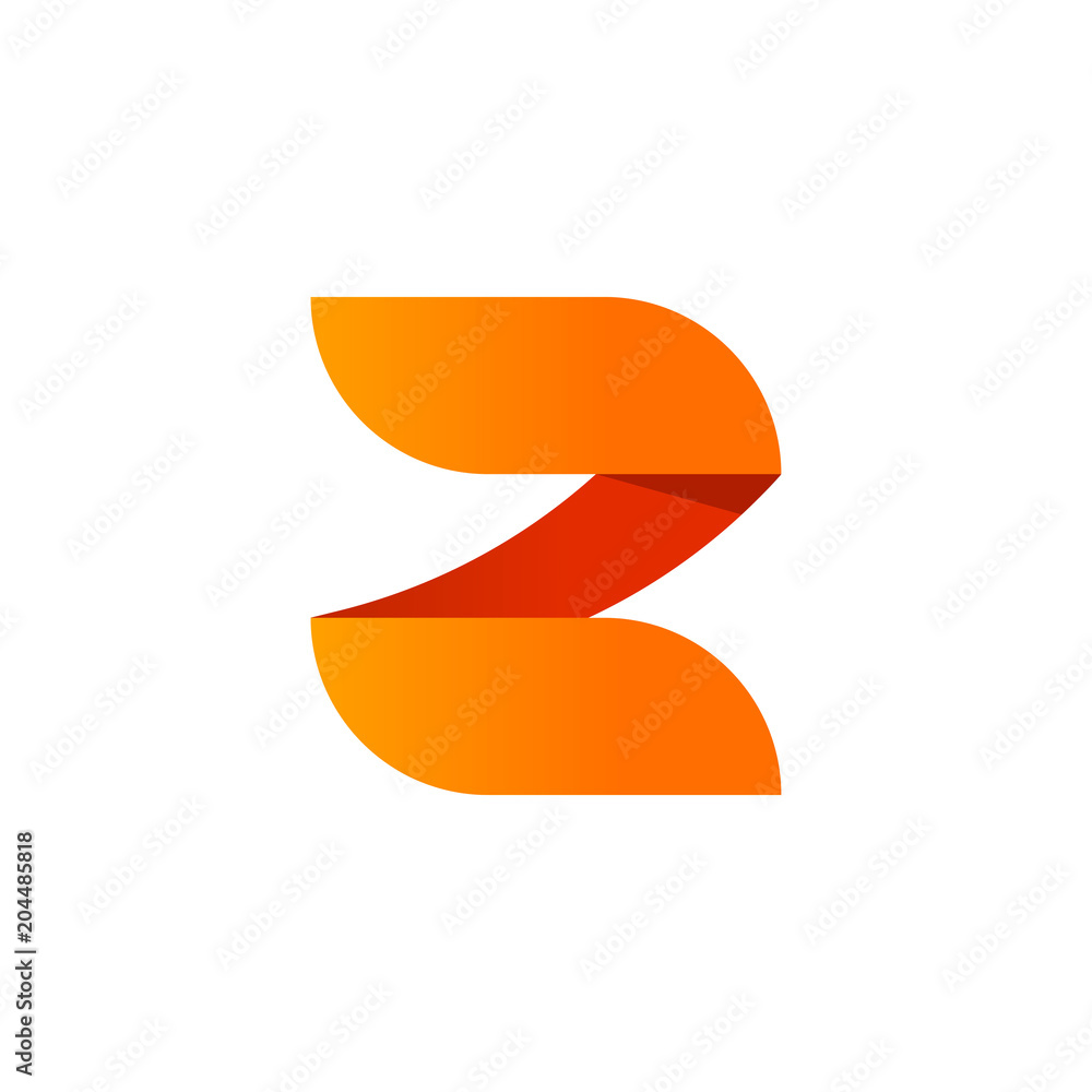 Poster abstract letter z logo vector element design isolated on white background, orange gradient number 2 