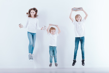 Group of jumping children