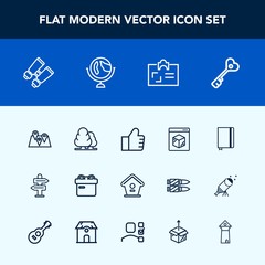 Modern, simple vector icon set with vision, delivery, gift, ribbon, identity, security, card, landscape, location, bird, book, personal, map, shipping, key, business, door, spy, web, nature, box icons