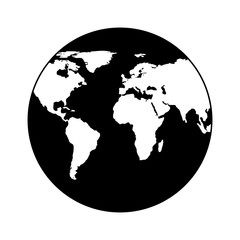 Obraz premium Earth icon, globe in trendy flat style isolated on white background. Earth planet world map. Vector.