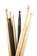 many drum sticks of two colors isolate