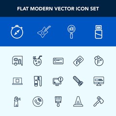 Modern, simple vector icon set with north, web, warning, health, payment, thermometer, internet, direction, sign, find, scale, care, search, usb, profile, game, domino, compass, hygiene, play icons