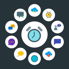 cloud and networking, chat and messenger, time Infographic Circle flat Icons Set. Contains such Icons as  mobile,  faq,  cloud,  screen, social,  background and more. Fully Editable. Pixel Perfect