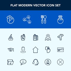 Modern, simple vector icon set with screen, communication, kitchen, home, real, way, human, profile, , college, white, tool, spoon, direction, fahrenheit, equipment, temperature, drink, dinner icons