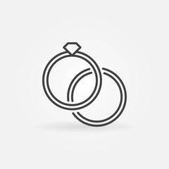Engagement rings icon - vector wedding rings symbol