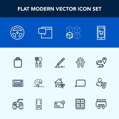 Modern, simple vector icon set with navigation, app, technology, egypt, route, phone, mobile, fork, pen, property, estate, button, celebration, people, pharaoh, spoon, road, culture, white, bag icons