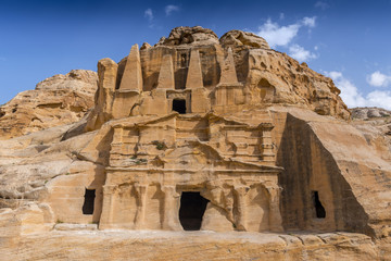 The Obelisk Tomb and Bab as Siq Triclinium at the ancient Nabataean city of Petra, Jordan.