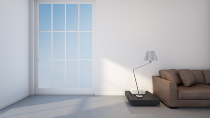 Modern living room with white wall / 3d render image