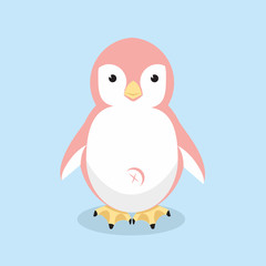 Vector illustration of Cute Penguin pink