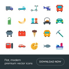 Modern Simple Set of transports, food, industry, hotel Vector flat Icons. Contains such Icons as car,  transportation,  sea, stationery, oil and more on white background. Fully Editable. Pixel Perfect