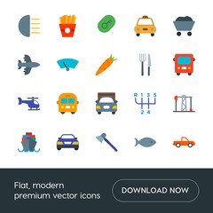 Modern Simple Set of transports, food, industry, hotel Vector flat Icons. Contains such Icons as  vessel,  lock,  fishing,  front,  french and more on white background. Fully Editable. Pixel Perfect