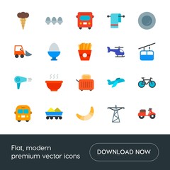 Modern Simple Set of transports, food, industry, hotel Vector flat Icons. Contains such Icons as food,  speed,  cycle,  food,  city,  soft and more on white background. Fully Editable. Pixel Perfect