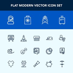 Modern, simple vector icon set with safe, safety, care, headset, work, freelance, bag, electrical, computer, online, white, friction, hat, space, rocket, business, doctor, science, suitcase, cap icons