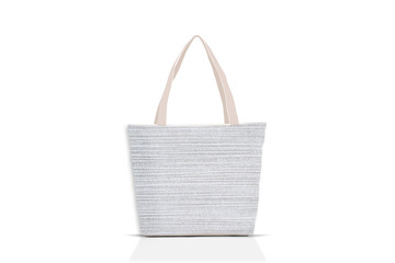 Shopping tote bag mock up, fabric, cloth textile texture, basket style design. 