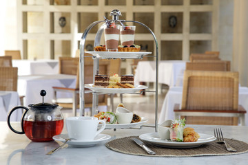 Assorted cookies and coffee, afternoon tea arrangement