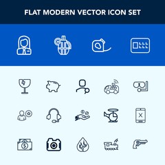 Modern, simple vector icon set with tape, navigation, people, sea, finance, equipment, military, internet, bank, friction, business, glass, safety, microphone, job, war, grenade, diving, online icons