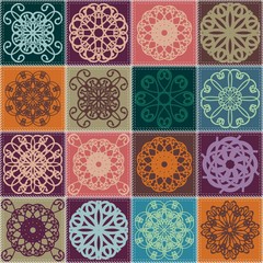 quilt patchwork background with mandala ethnic style
