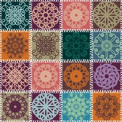 quilt patchwork background with mandala ethnic style