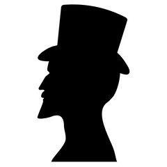 Male profile silhouette in a tall hat