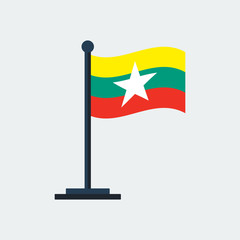 Flag Of Myanmar.Flag Stand. Vector Illustration