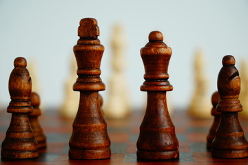 The chess game, board and figures.