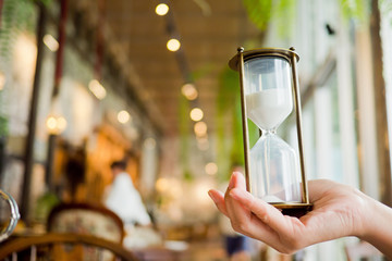 hourglass, hourglass on hand, time countdown, clock with sand