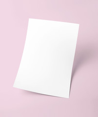Obraz na płótnie Canvas White blank document paper template with pink background