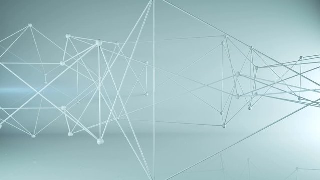 Blue mesh of internet connections. Information technology concept. Computer generated seamless loop 3D render animation 4k UHD (3840x2160)
