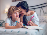 Mother and kid coloring pictures