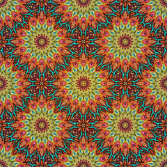 Seamless pattern mandala ornament. Vintage decorative elements. Hand drawn oriental background.