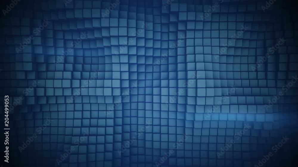 Poster wall of blue boxes. abstract motion background. 3d render seamless loop animation 4k uhd 3840x2160