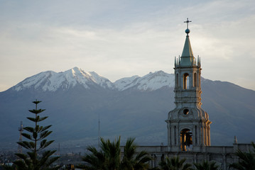 Arequipa Sunrise from the City with the Mountains in the Backround