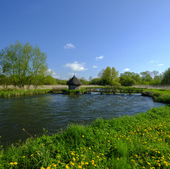 Eel Traps on the River Test at the Bunny near Longstock, Hampshire, UK
