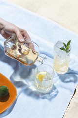 Aperitif with gin on the beach