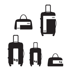 Travel Luggage and Baggage Information Allowance Size and weight Sign Symbol Vector and Icon