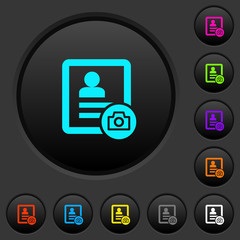 Contact profile picture dark push buttons with color icons