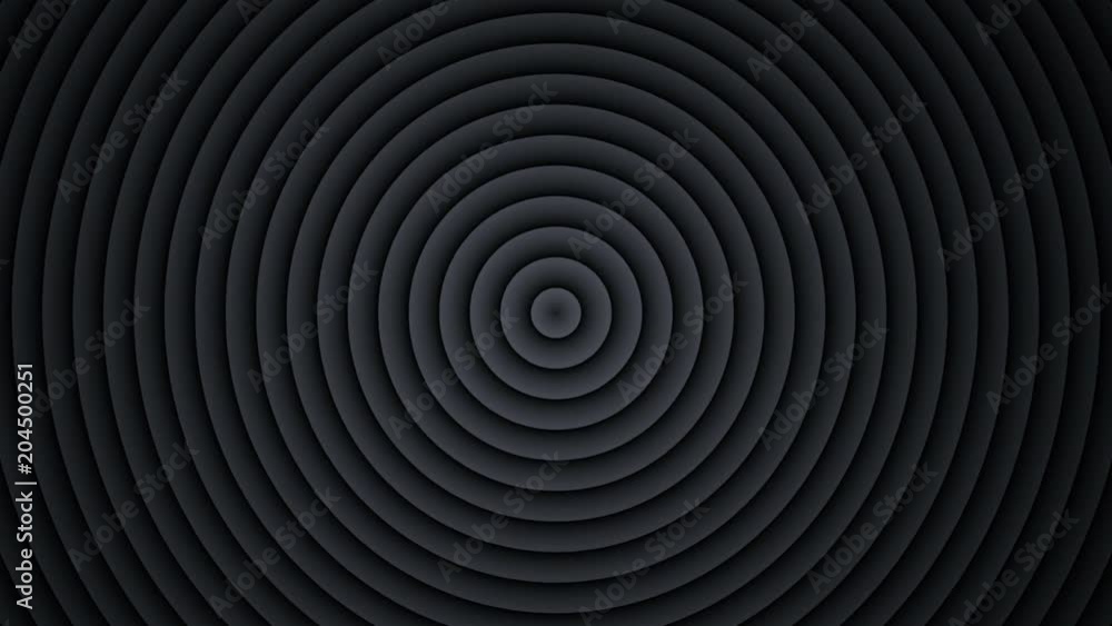 Poster concentric black circles expanding. seamless loop 3d render animation 4k uhd 3840x2160