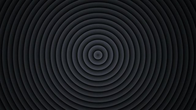 Concentric black circles expanding. Seamless loop 3D render animation 4k UHD 3840x2160
