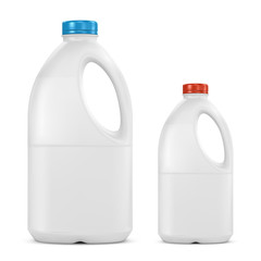 gallon milk bottle plastic containers on white background